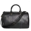 Sacs polochons haut de gamme Vintage marron noir épais en cuir véritable affaires hommes femmes sac de voyage femme mâle GYM Messenger Duffle M1028