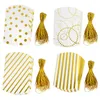 Gift Wrap 10Pcs Bronzing Gold Dot Stripe Paper Candy Boxes Cookies Packaging Box Birthday Wedding Party Supplies