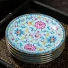 Plates 6inch Dessert Plate Enamel Ceramic Porcelain Round Dish Pastry Container Pastoral Dinnerware Chinese Dinner Decor Crafts