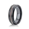 Cluster Rings Men's Ring Black Ceramic Alliance Wedding Band For Couples Men Jewelry 14k Rose Gold Twist Marriage Women