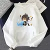 Kvinnors hoodies tröjor samling-2 genshin påverkar hoodie zhongli manga tryck dropp tröja unisex lösa hoody kvinnor/män lång ärm