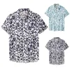 Męskie koszule Długie koszulki Męskie moda Moda Letnia wypoczynek nadmorską koszulę kwiatową krótki rękaw Hip Hop