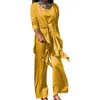 Women's Two Piece Pants 3Pcs/Set Women Outfit Long Sleeve Relaxed Fit Draping Suit Lounge Wear Set Clothing Femme