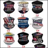 Masques de fête Trump Scarf Bandanas Masque facial Tube sans couture Magic Keep America Bandeaux Sports de plein air Cyclisme Chapeaux Neck Gaiter Dr Otnzi