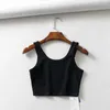 Damen-Tanks, sexy Damen-Sommer-Crop-Tops, ärmellos, kurz, Baumwolle, U-Kragen, gestrickt