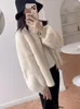 Damesbont mingmingxi winkel Koreaanse stijl mode winter warme jas dikke pluizige faux jas vrouwen 2023 casual outswear no shotding