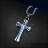 Anhänger Halsketten Bibel Kreuz Männer Sier Kette Edelstahl Trendy Beten Charme Blau Anhänger Schmuck Drop Lieferung Dhgda