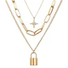 Collane con ciondolo Collana vintage Pendenti in oro Catene a un pezzo a strati estetici Gioielli da donna Regalo per abbigliamento dichiarazione di mamma Accesso lungo