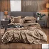 Beddengoed sets vaste kleur imitatie zijden vilt quilt er kussensloop 4 stcs set zachte woning benodigdheden 714 v2 drop levering tuin textiel otcer