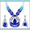 Earrings Necklace Bridesmaid Jewelry Set For Wedding Platinum Plated Austrian Beautifly Party Sets Drop Delivery Dhmky