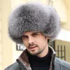 Berets Raccoon Fur Lei Feng Hat Real Silver Middle Aged And Elderly Warm Leather Cotton Men's Winter