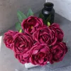 Dekorativa blommor Vit Silksimulering Flower Arrangement Artificial Peony Rose Bouquet Wedding Pography Props Home Garden El Decoration