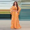 Vestidos casuais Chegada ABAYA Dress para mulheres do Oriente Médio de Middle Oriente Arábico Dubai Impressão Muçulmana Dourada Robe Kimono