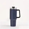 Tumblers 40Oz Stainless Steel Tumbler With Handle Lid St Big Capacity Beer Mug Water Bottle Powder Coating Outdoor Cam Cup Vacuum In Dh2Fy