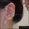 Ear Cuff Fashion Street Sparkling Crystal Leaf Clip Nonpiercing Oorbel Voor Vrouwen Bladeren Vlinder Sieraden Gift Drop Delivery Earring Otmio