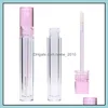 Packing Bottles Diy Lip Gloss Tubes Bottle Empty 7.8Ml Lipgloss Tube Round Transparent With Wand Clear 3 Colors Drop Delivery Office Otpgq