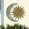 Dekorativa figurer föremål metall sol och månvägg konst dekor järn vardagsrum staty hänge trädgård uteplats staket hängande dekor dekorativ