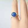 Wedding Rings Kyanite Natural Stone Birthstone Solitaire Sterling Silver Color Draad gewikkeld voor vrouwelijke sieraden Boho Vintage