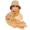 Sciarpe Hijab in chiffon istantaneo con sottotappo Moda tinta unita Avvolge la testa sotto i cappelli della sciarpa Cappelli a secchiello Fasciatura musulmana