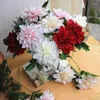 Fleurs décoratives Dahlia Artificielle Branche De Soie Pour La Fête De Mariage Ornements À La Maison Arrangement Floral Faux Matériel