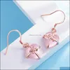 Stud Love Heart Oorrings For Women Girl Sieraden Natural Gem Stone Drop Earring Rose Gold Wedding Levering DHR1B