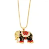 Pendant Necklaces National Style Classic Elephant Y2K Enamel High Quality 18K Gold Plated Jewelry For Women Lover Gothic Gifts