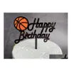 Other Event Party Supplies 200Pcs Football Basketball Soccer Acrylic Cake Topper For Boys Birthday Sports Decorations Sn3507 Drop Dhd6H