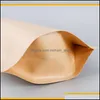 wholesale Packing Bags 11 Sizes Brown Kraft Paper Standup Heat Sealable Resealable Zip Pouch Inner Foil Food Storage Packaging Bag With Tear N Ot6Bc