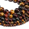 Kralen andere 1strand/lot Natural Stone Multicolor Tiger Eye Agat Round Losse Diy armband Materiaal voor sieraden maken