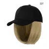 Bollmössor Fashion Women's White Baseball Cap och Wig Bobo Kort hår med hatt