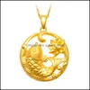 H￤nge halsband kreativa sand ansikte lotus fisk m￤ssing guld pl￤terad sandbl￤strad koi halsband drop leverans smycken h￤ngen dhcrt