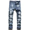 Nya jeans chino byxor byxa mäns byxor sträcker sig nära passande slacks tvättade rak mager broderi lapptäcke rippade mens trend märke motorcykel jeans-c21