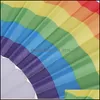 Party Favor Folding Rainbow Fan Printing Crafts Home Festival Decoration Plastic Hand Hold Dance Fans Gifts RRF14240 Drop Delivery G Otixc