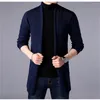남자 스웨터 스웨터 코트 남성 패션 2023 가을 남자의 슬림 한 긴 단색 니트 재킷 캐주얼 카디건