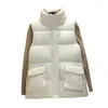 Gilet da donna Tasche grandi Gilet invernale Gilet con colletto alla coreana Gilet caldo autunnale imbottito in cotone femminile Gilet senza maniche