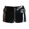 Women's Shorts Sexy Women Separable Zipper Open Crotch Short Punk Low Waist PVC Shiny Mini Night Club Stage Wear Fashion F34