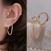 Hoop Earrings Fashion All-match Double Pierced Tassel Chain Women Ear Bone Exquisite Girl Party Gift Jewelry