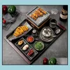 BBQ Grills Mini Barbecue Grill Table Groove Rock Baking Pan Teppanyaki Steak Plate High Temperatur Slate RRF12835 Drop Delivery Hom OT0W4