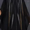 Abbigliamento etnico Abaya per donna Dubai Abito in chiffon sciolto con stampa scottata Abito lungo musulmano Caftano Marocain Turchia Donna