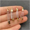 Charms Natural Rock White Crystal Quartz Stone Decorate Connecter Pelar Pendants Sier Gold Edge Trendy For Necklace Earrings Jewelr DH0SZ