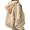 女性用ジャケット暖かい冬秋のぬいぐるみコート女性ダブルサイドパーカートップスアウトウェアスリーブパッチワークジッパーとポケット