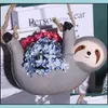 プランターポットセラミックナマケモノを掛ける成功プランターかわいい動物の小さな植物鍋サボテンエアプラント花ハーブ庭装飾dhj51