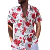 Mäns avslappnade skjortor 2023 herrar hawaiian kortärmad strandblusar toppar manlig sval av krage tryckt