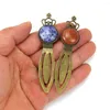 Colares pendentes estilo 3pcs/lotes antigos coroa de bronze marcante artesanal de 20 mm 20mm redondo sodalite gemstone liga incrustada estudante de suprimentos