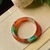 Bangle äkta naturliga färgglada jade kvinnor läker ädelsten smycken trefärgade jades stenarmband jadeit armband