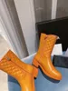 Stiefel s echte Gewebe Leder Frauen Seite Reißverschluss rund Zehenkalb Square Mid Heels Schuhe für Herbst Winter Heel Schuh 575 Stiefel