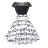 Freizeitkleider Damenmode trägerlos Streetwear Täglicher Spitzendruck Vintage Flare Note Party- und Abendkleid