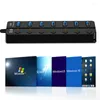 7-Port USB 3.0 Hub z bieżącą ochroną Multi Port Expander Fast Data Transfer Rozdzielacz dla systemu Windows PC