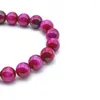 Strand Natural Tiger Eye Stone Beads Bracciale 4/6/8/10 / 12mm Splendidi braccialetti rosa rossa per uomo donna Buddha