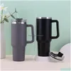 Gobelets Gobelet de tasse réutilisable de 40 oz avec poignée et grande capacité en acier inoxydable tasses de voyage insérées garder les boissons froides livrer Dhvyi